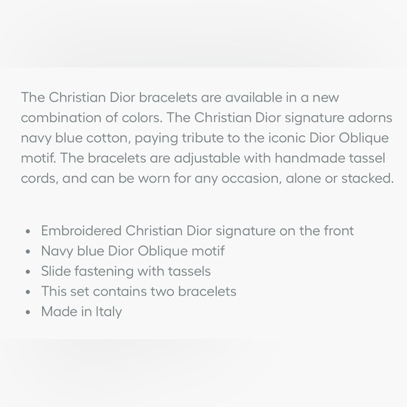 Christian Dior Navy Blue Dior Oblique Cotton Bracelet Set - Picture 11 of 11